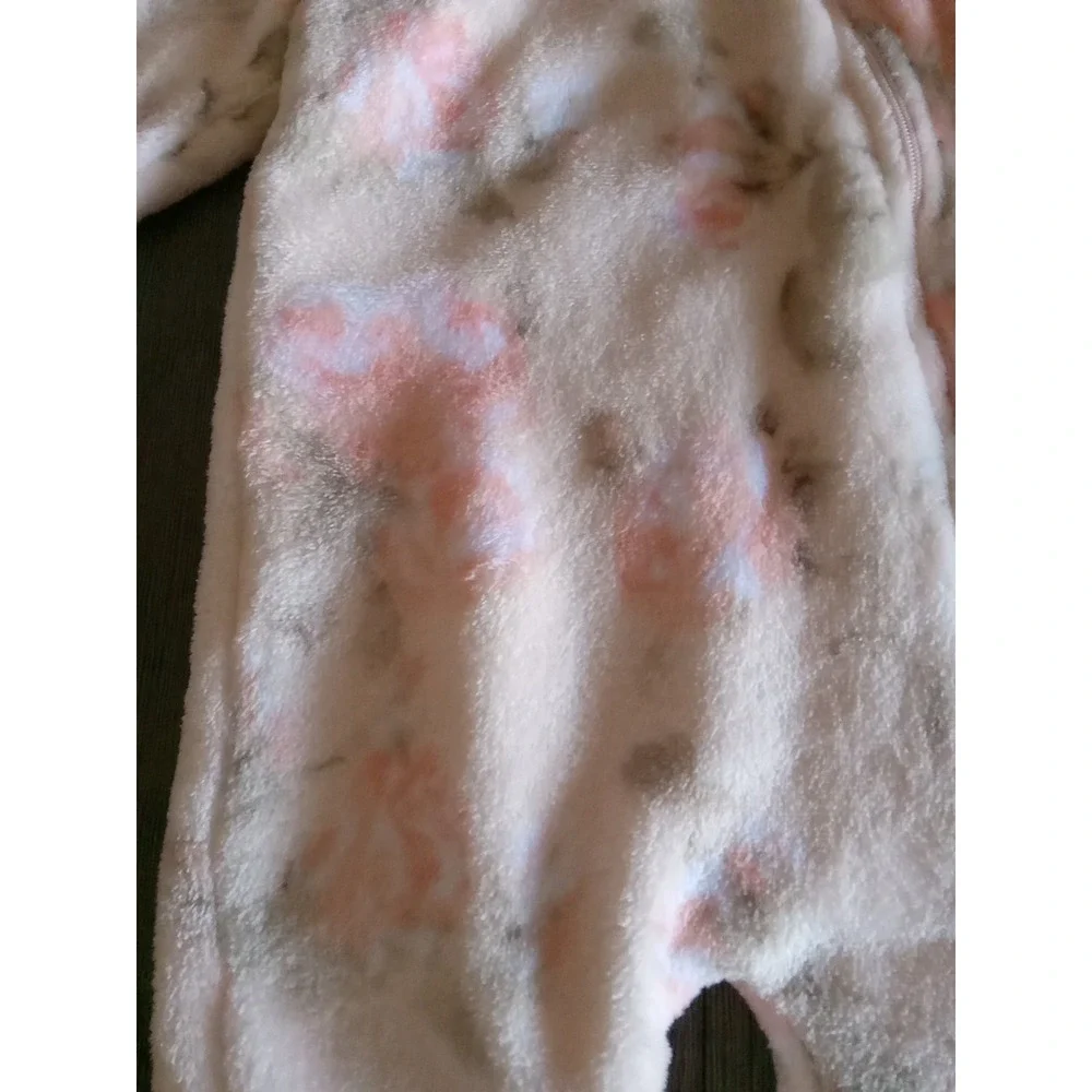 Laura Ashley Baby Snowsuit Floral Multicolored Plush Fleece Size 6-9 mo.